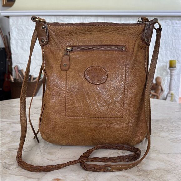 Roots The Hippie Tribe Leather Boho Tassel Braided Strap Vintage Crossbody Bag - Picture 7 of 15